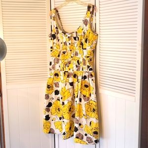 KAY UNGER  SZ12 YELLOW FLOWERED SLEEVELESS DRESS